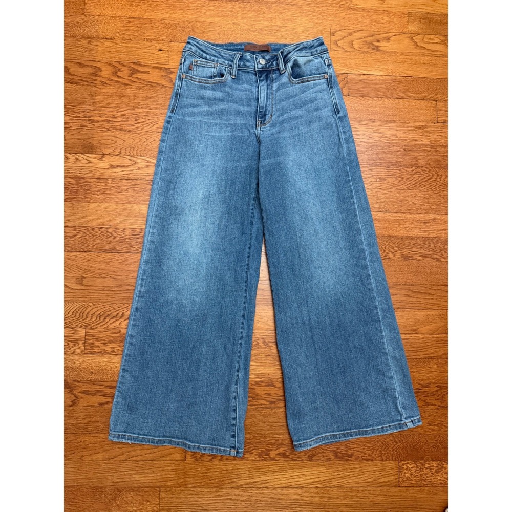 Judy Blue Retro Wide Leg Jeans Medium Wash High Rise Size 5/27 Short JB82702